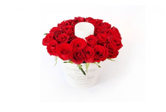 Rose Buckets with candle-Shabby chic