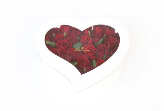 باکس گل قلبی مدل 2 - سفید
