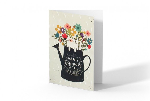 cat happy birthday greeting card