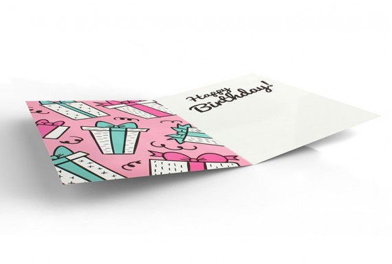 Gift box happy birthday greeting card