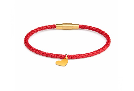 Gold Heart Leather Bracelet